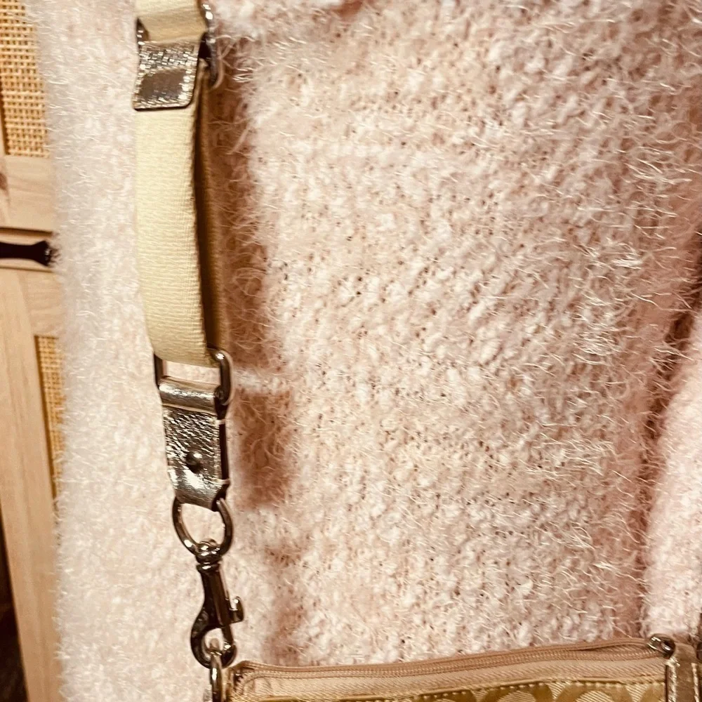 Coach Gold and Tan Slim Crossbody Bag